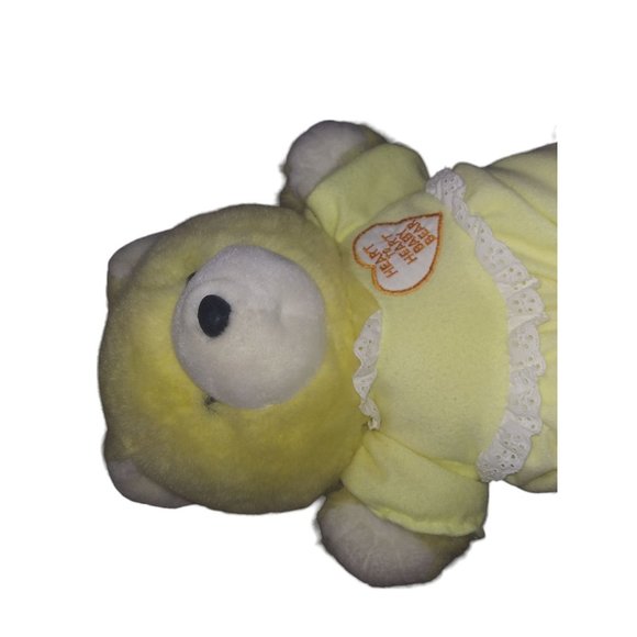 VTG Heart To Hear Yellow Bear Stuffed Animal Yellow Pajamas Stuffed Heart Plush - Picture 10 of 11